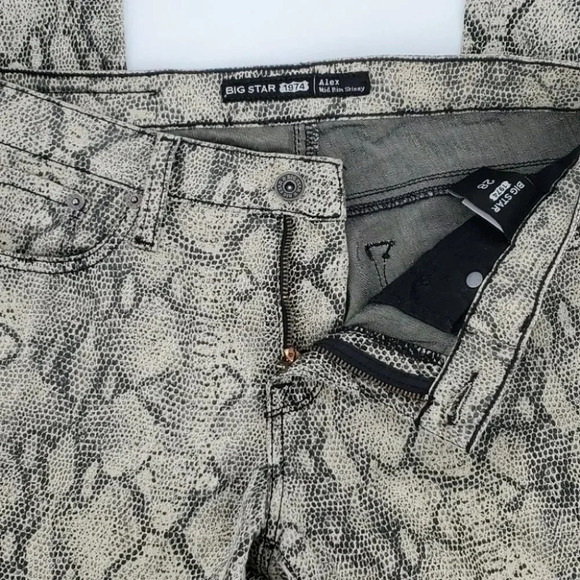 Big Star 1974 Alex Mid Rise Snakeskin Skinny Jeans Size 28 - Picture 6 of 11